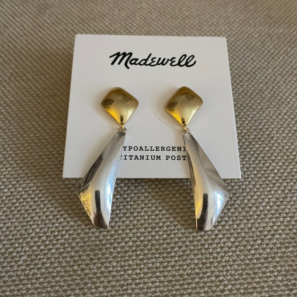 Madewell Two-Tone Gold and Silver Drop Earrings